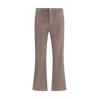 Beige Baumwoll-High-Waist-Jeans