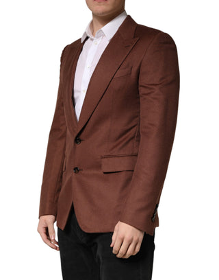 Blazer de cachemira marrón de un solo botón