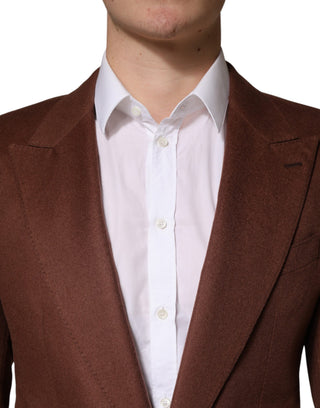 Blazer de cachemira marrón de un solo botón