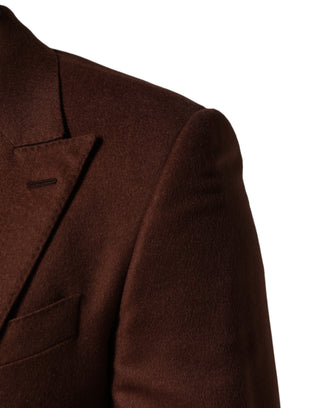 Blazer de cachemira marrón de un solo botón
