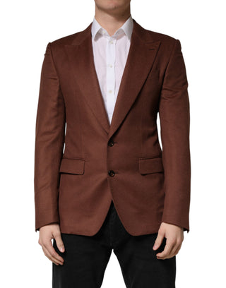 Blazer de cachemira marrón de un solo botón