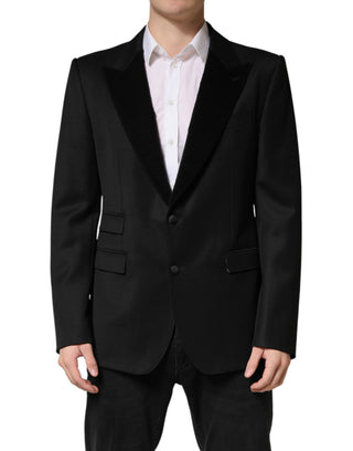 Blazer chaqueta negra de lana de un solo botón