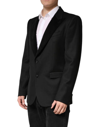 Blazer chaqueta negra de lana de un solo botón