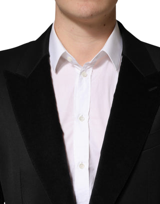 Blazer chaqueta negra de lana de un solo botón