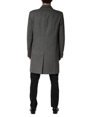 Gray Single Breasted Men Trench Coat Jacket