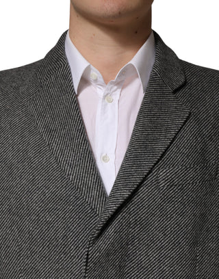 Gray Single Breasted Men Trench Coat Jacket