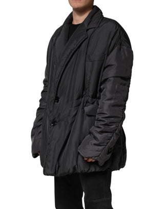 Schwarzer, wattierter Parka für Herren