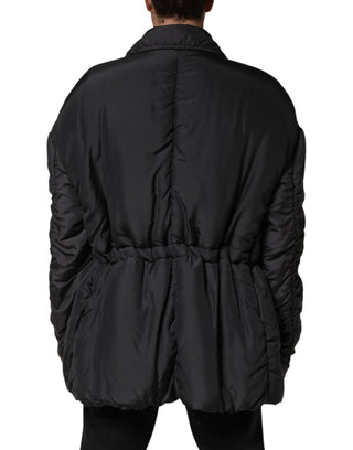 Schwarzer, wattierter Parka für Herren
