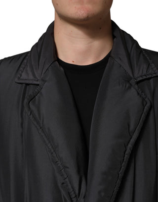 Schwarzer, wattierter Parka für Herren