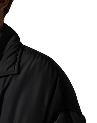 Schwarzer, wattierter Parka für Herren