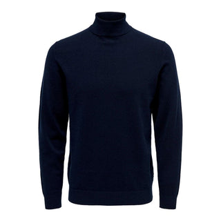 Blauer Polyester-Rollkragenpullover
