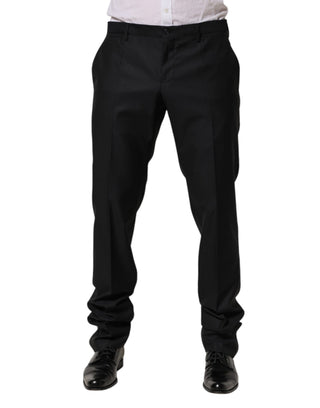 Pantalones de vestir formales ajustados de lana negra