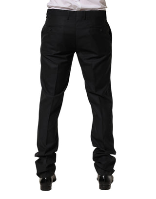 Pantalones de vestir formales ajustados de lana negra