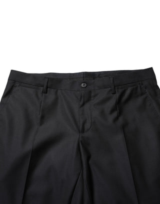 Pantalones de vestir formales ajustados de lana negra