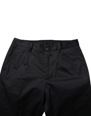 Dark Blue Cotton Skinny Dress Trouser Pants