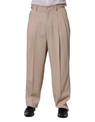 Pantalones de vestir rectos beige con elasticidad para hombre