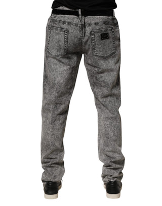 Graue gerade geschnittene Jeans aus Baumwolle