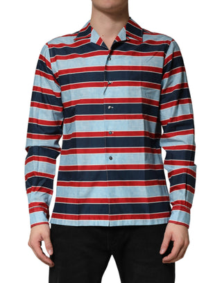 Camisa para hombre de algodón con rayas multicolor y botones