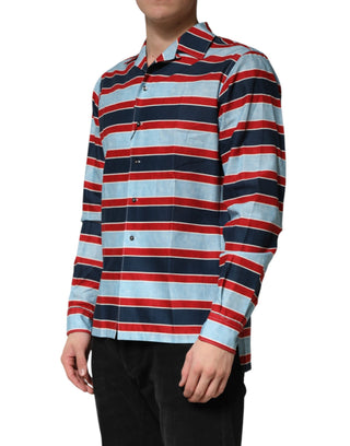 Camisa para hombre de algodón con rayas multicolor y botones