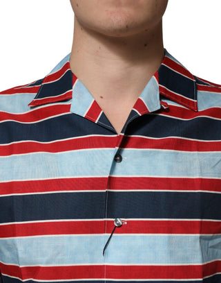Camisa para hombre de algodón con rayas multicolor y botones