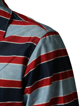 Camisa para hombre de algodón con rayas multicolor y botones