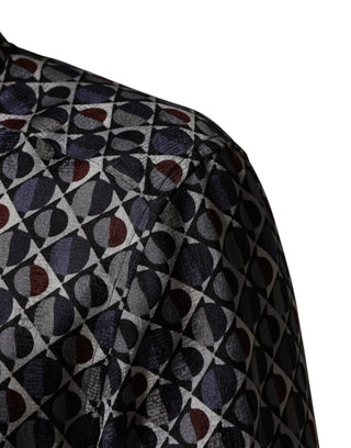 Multicolor Patterned Collared GOLD Men Dress Shirt