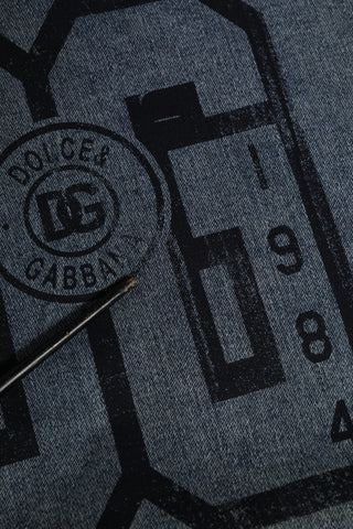 Blauer Baumwoll-Kapuzenpullover mit Logo