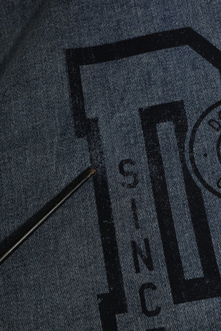 Blauer Baumwoll-Kapuzenpullover mit Logo