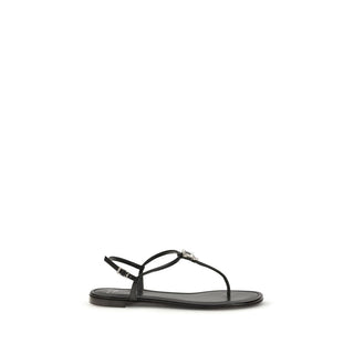 Flache Sandalen aus schwarzem Kalbsleder (Bos taurus)