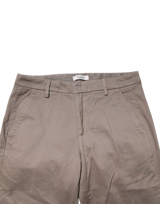Baumwoll-Stretch-Chino-Hose, gerade, Braun