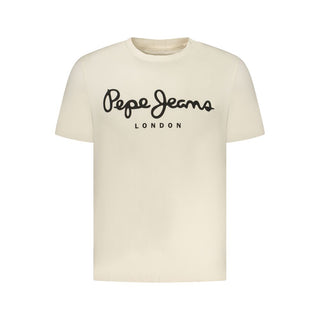 Camiseta de algodón beige para hombre