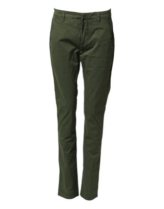 Dunkelgrüne schmale Chino-Hose aus Stretch-Baumwolle