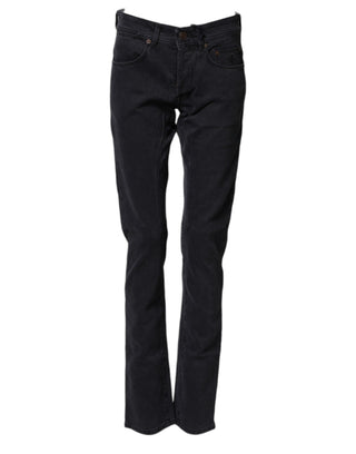 Pantalones vaqueros de mezclilla para mujer de algodón negro de corte recto
