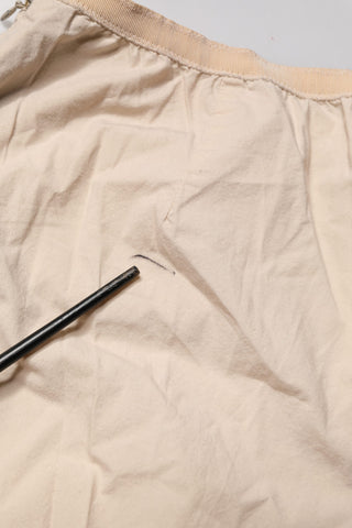 Beige Baumwoll-Chino-Hose mit hoher Taille und geradem Bein