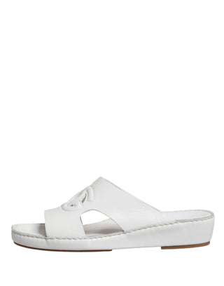 Weiße DG Cutout-Pantoletten Pantoletten Flats Schuhe