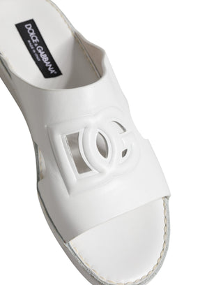 Weiße DG Cutout-Pantoletten Pantoletten Flats Schuhe