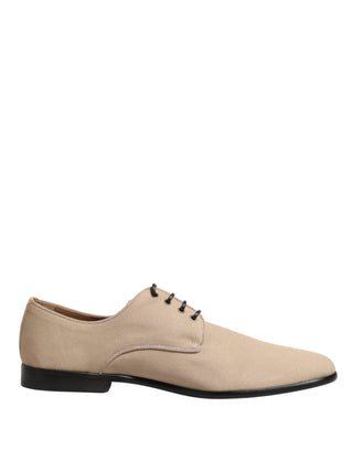 Beige Canvas Derby Schnürschuhe für Herren