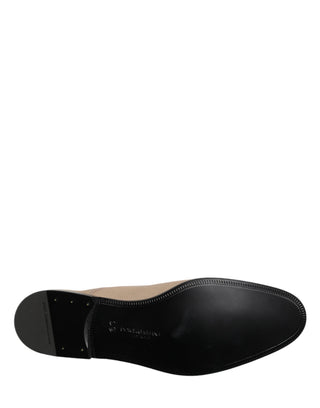 Zapatos Derby beige de lona con cordones para hombre