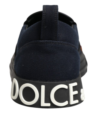 Blue Canvas Embellished Slip On Men Sneakers Shoes