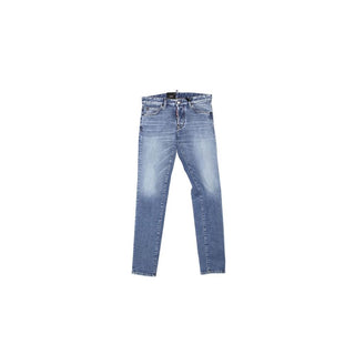 Jeans de pierna recta de algodón azul