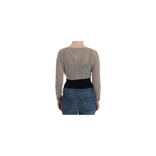 Cárdigan beige de alpaca y cuero