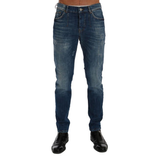 Blaue Slim-Fit Jeans aus Baumwolle