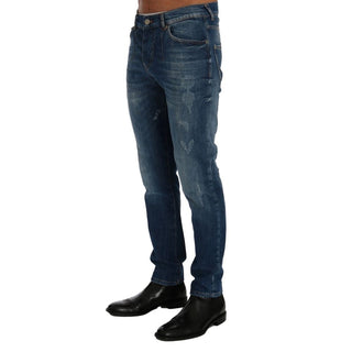 Blaue Slim-Fit Jeans aus Baumwolle