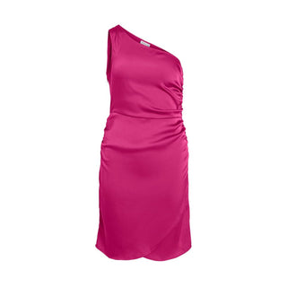 Fuchsiafarbenes Polyester-Freizeitkleid