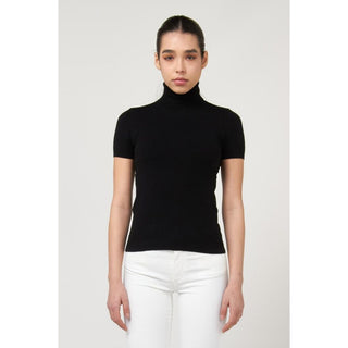 Schwarzer Rollkragenpullover aus Viskose