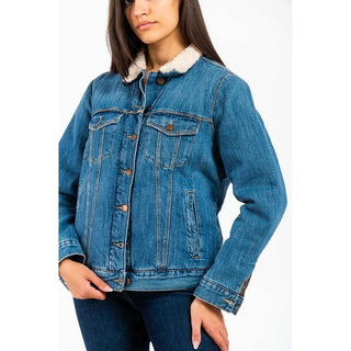 Chaqueta azul de mezclilla de algodón