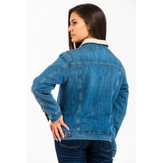 Chaqueta azul de mezclilla de algodón
