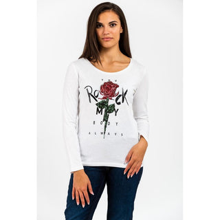 Camiseta de manga larga de algodón blanca