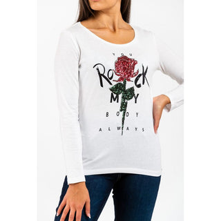 Camiseta de manga larga de algodón blanca