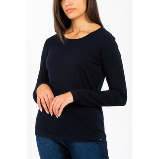 Camiseta de manga larga de algodón azul